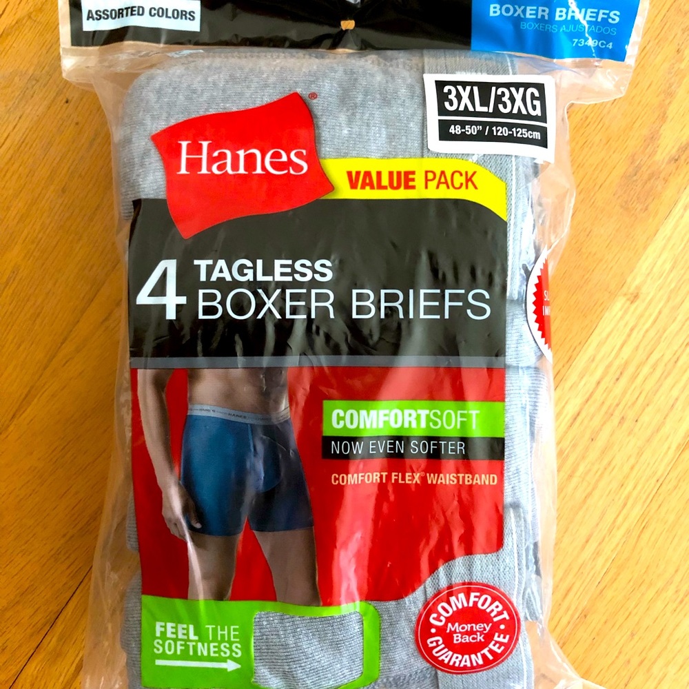 Mens Hanes 4 tables boxer briefs.